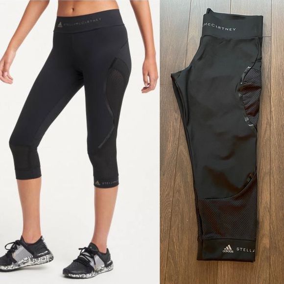 Adidas by Stella McCartney Pants - ADIDAS BY STELLA MCCARTNEY Black Cropped Leggings